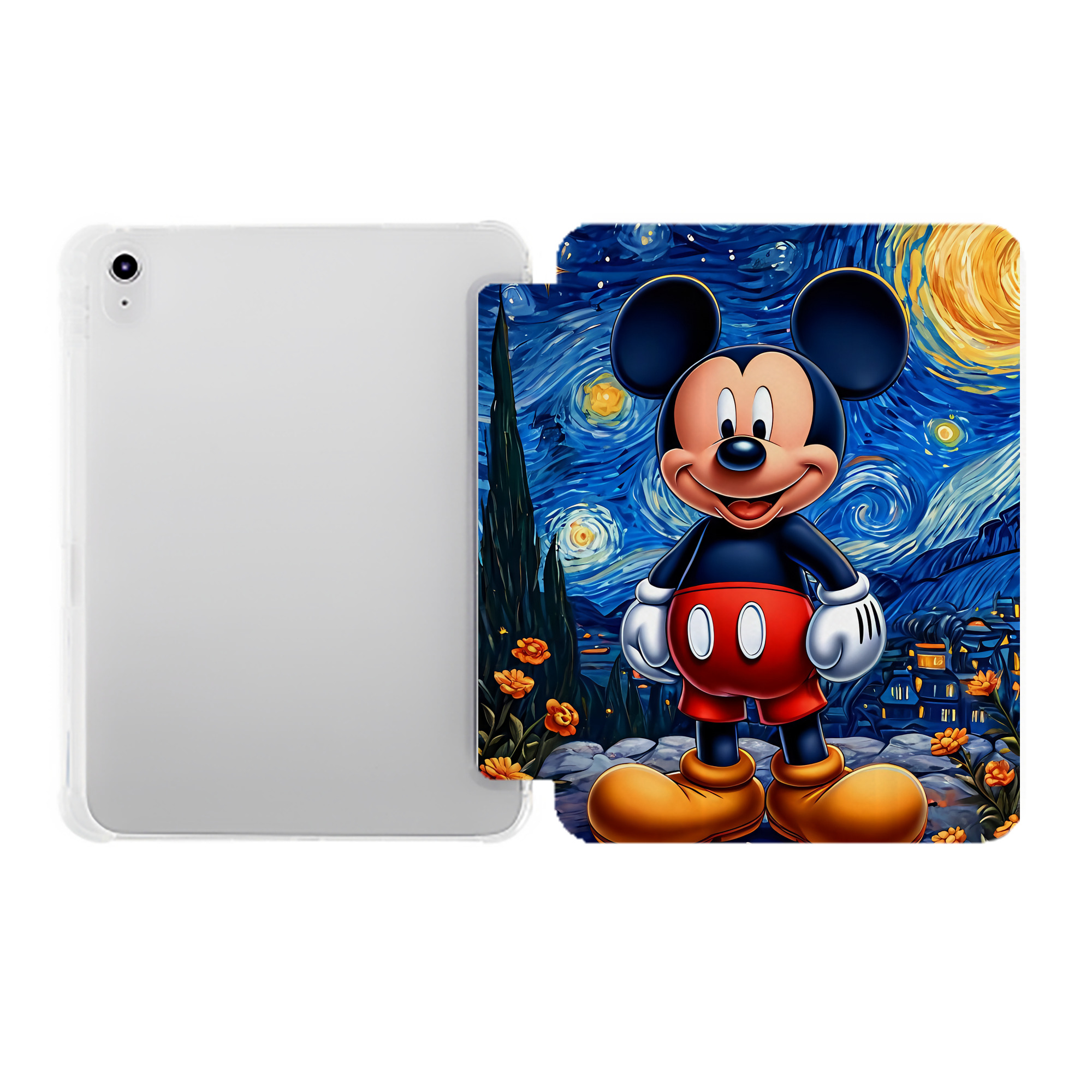 （画像用） ミッキーマウス Mickey Mouse IPad ケース ペン収納付き 三つ折りスタンド PUレザー×シリコン 対応機種9.5/10.5/10.9インチ